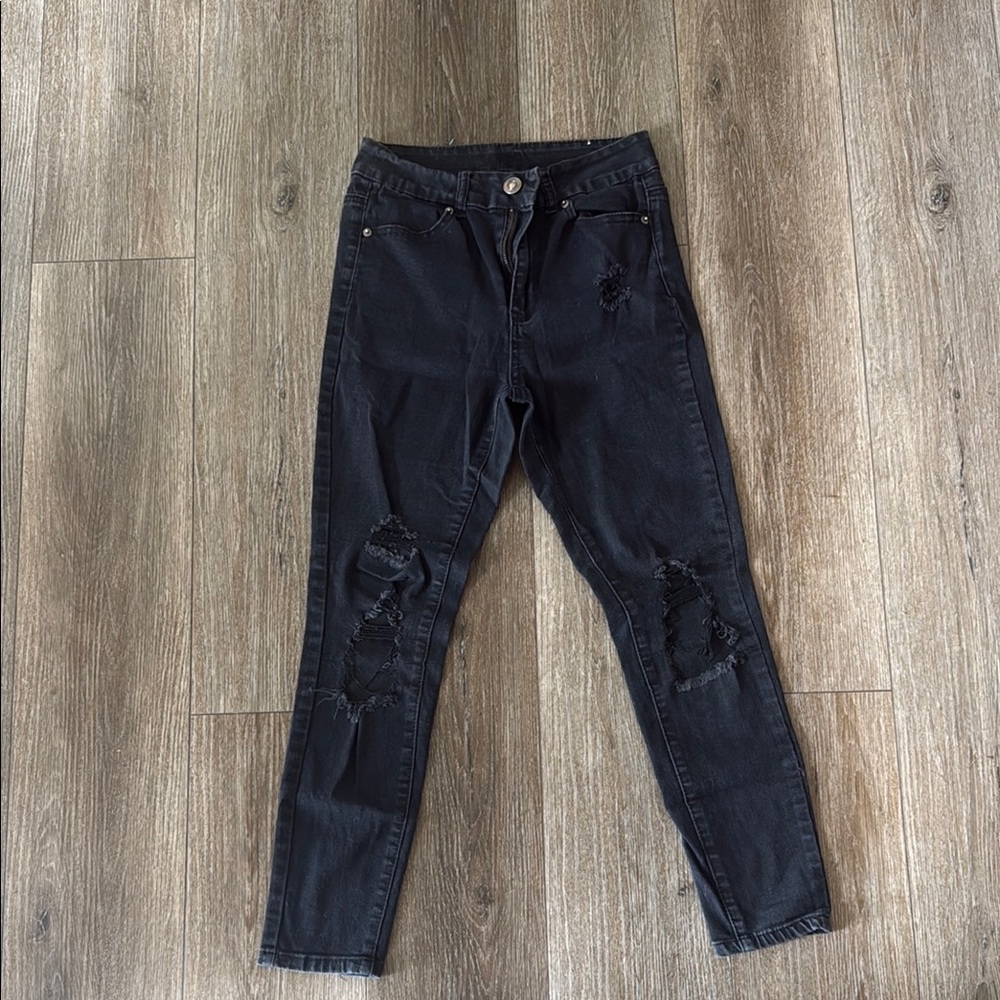 Rue21 Black Skinny Distressed Jeans